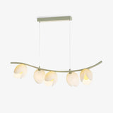 Multi-Head White Flower Horizontal Pendant Light