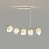 Multi-Head White Flower Horizontal Pendant Light