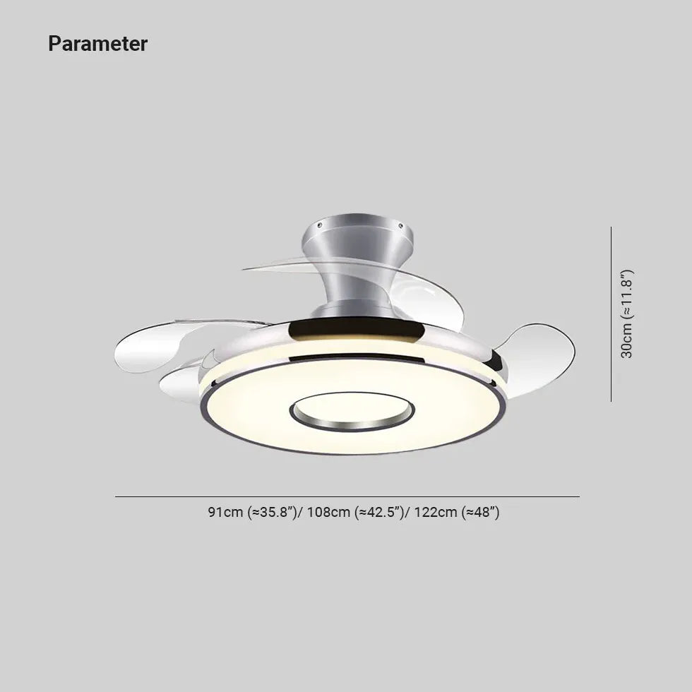 Transparent Ceiling Fan with Light Modern