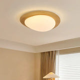 Round Minimalist Ceiling Light with Wooden Frame