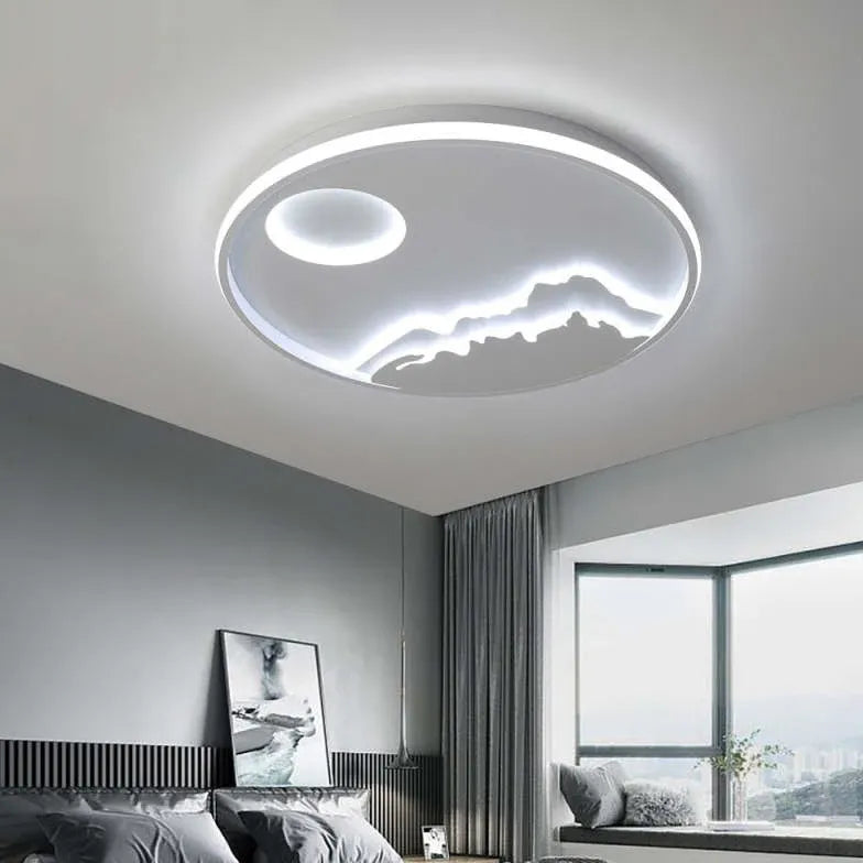 Round Landscape Ceiling Light for Living Room