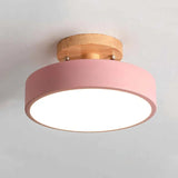 Soft Light Lampshade Wooden Flush Ceiling Light