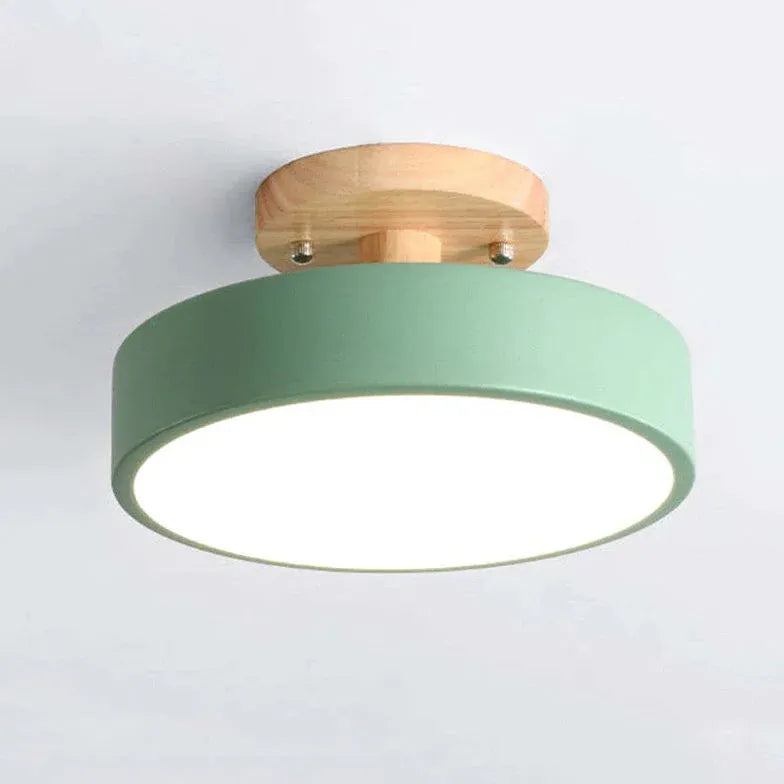 Soft Light Lampshade Wooden Flush Ceiling Light