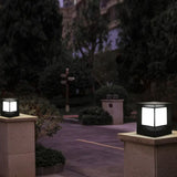 Frosted Glass Square Solar Outdoor Pillar Lights