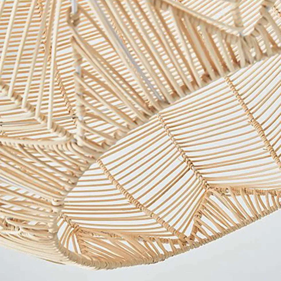 Lampadario Cinese a Sfera in Rattan Intrecciato