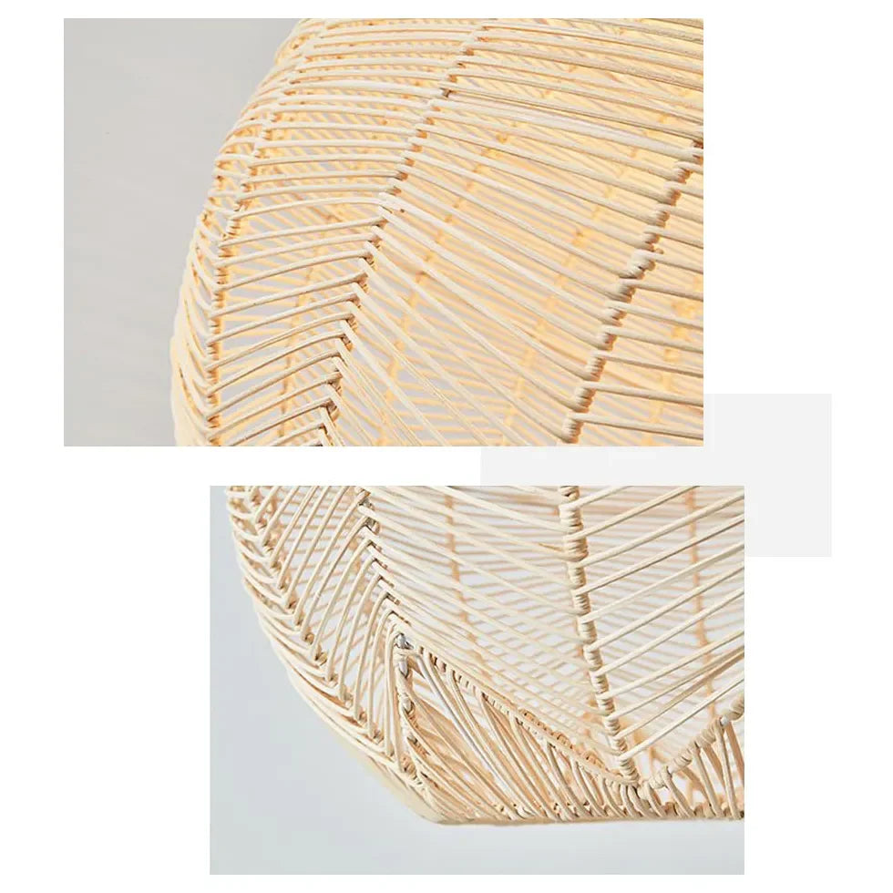 Lampadario Cinese a Sfera in Rattan Intrecciato