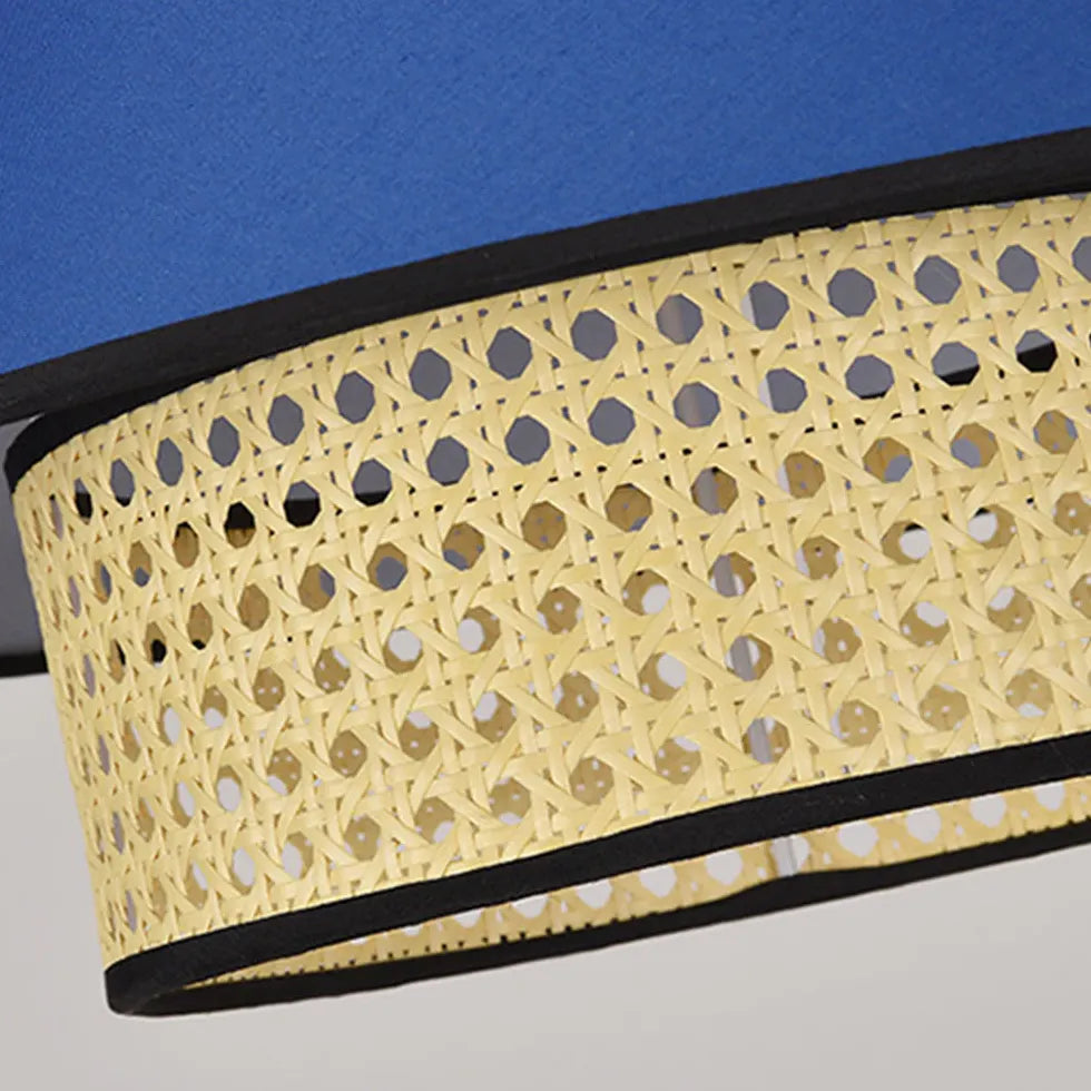 Lampadari Rattan a Più Livelli Rossi e Blu