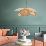 Rosone Lampadario Vintage Design Elegante in Rattan