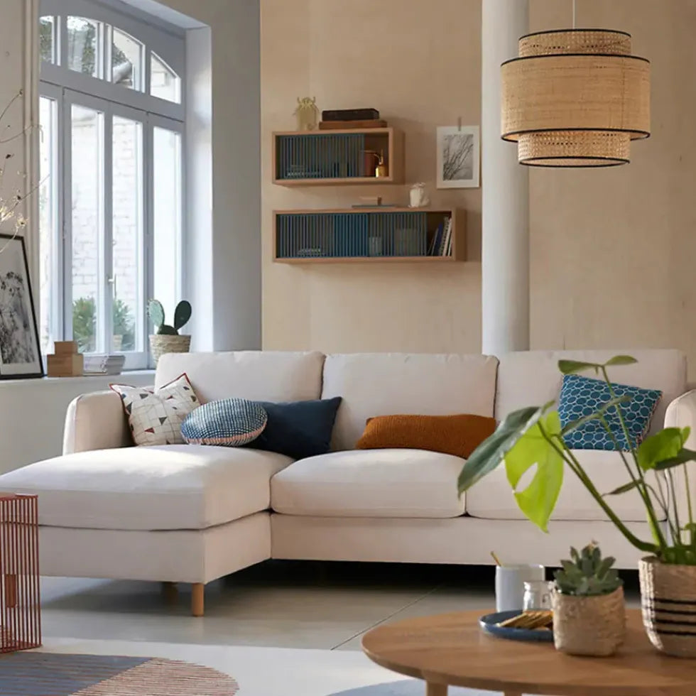 Lampadari a Gabbia con Rattan Naturale