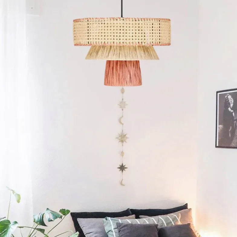 Mushroom Multilayer Rattan Pendant Light