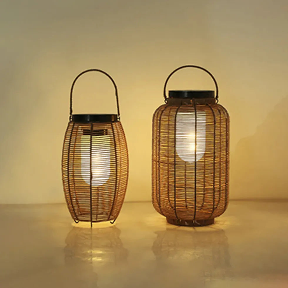 Solar Imitation Rattan Lanterns Outdoor Floor Lamps