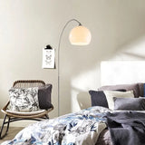 Orange Sphere Modern Arc Floor Lamp