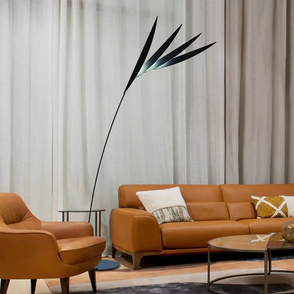 Black Leaf Design Modern Floor Lamp