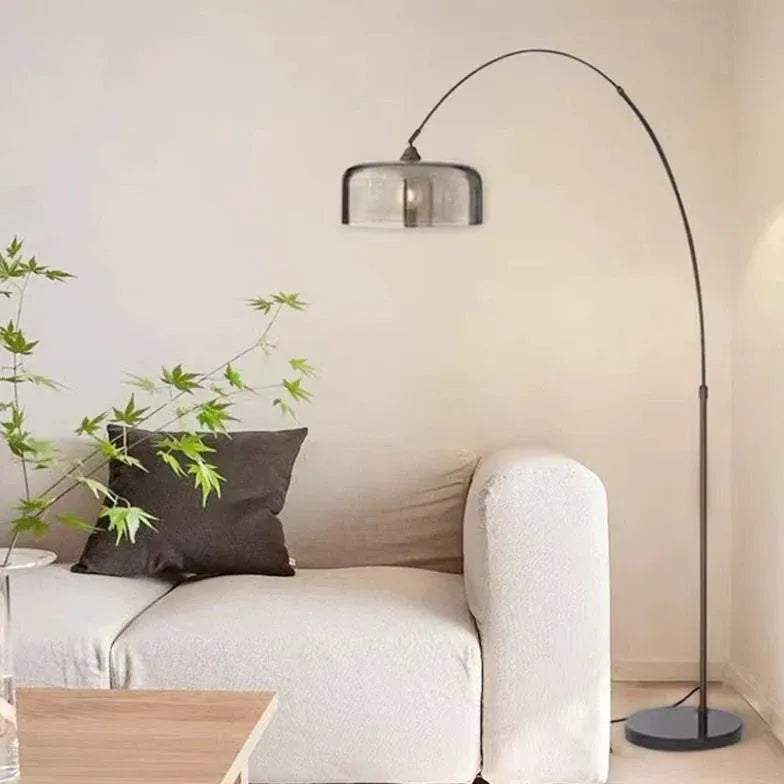 Black Glass Arched Modern Floor Lamp