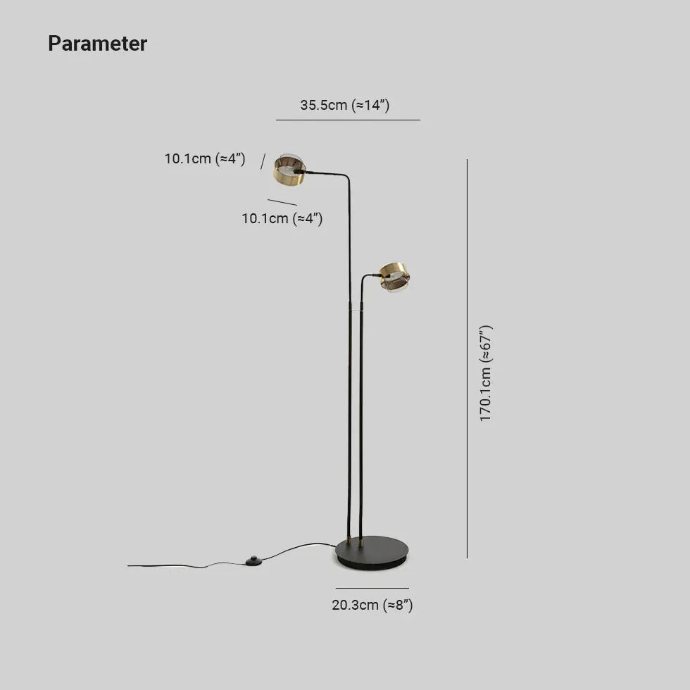 Lampada da pavimento minimalista moderna a doppio rod