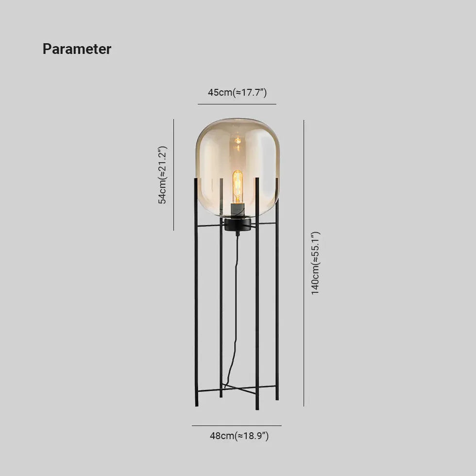 Base quadrata semi-trasparente in vetro Lampada da pavimento moderna