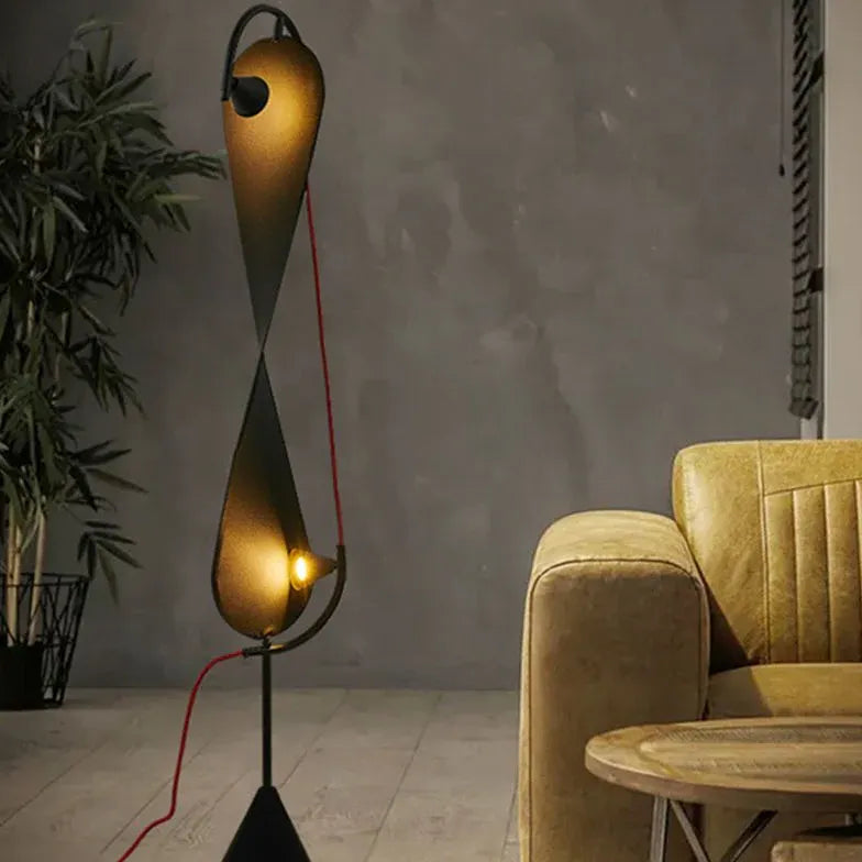 Black Unique Double-Curve Design Floor Lamp