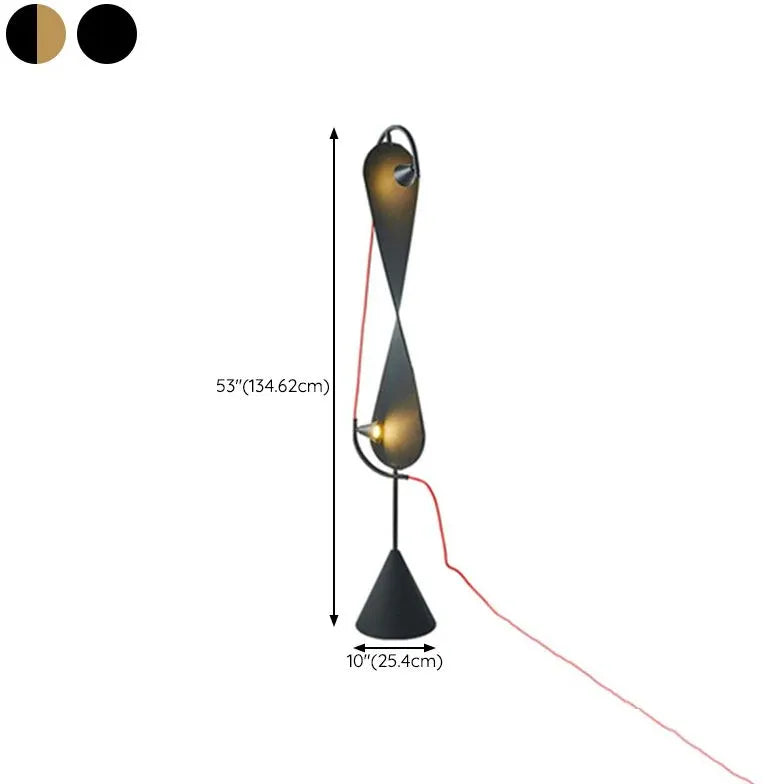 Black Unique Double-Curve Design Floor Lamp