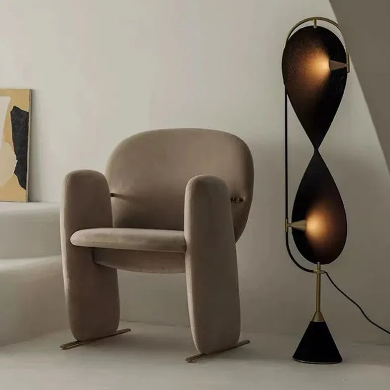 Black Unique Double-Curve Design Floor Lamp