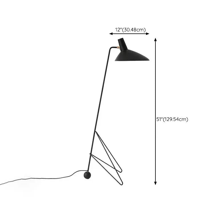 Lampada da pavimento in treppiede minimalista nera