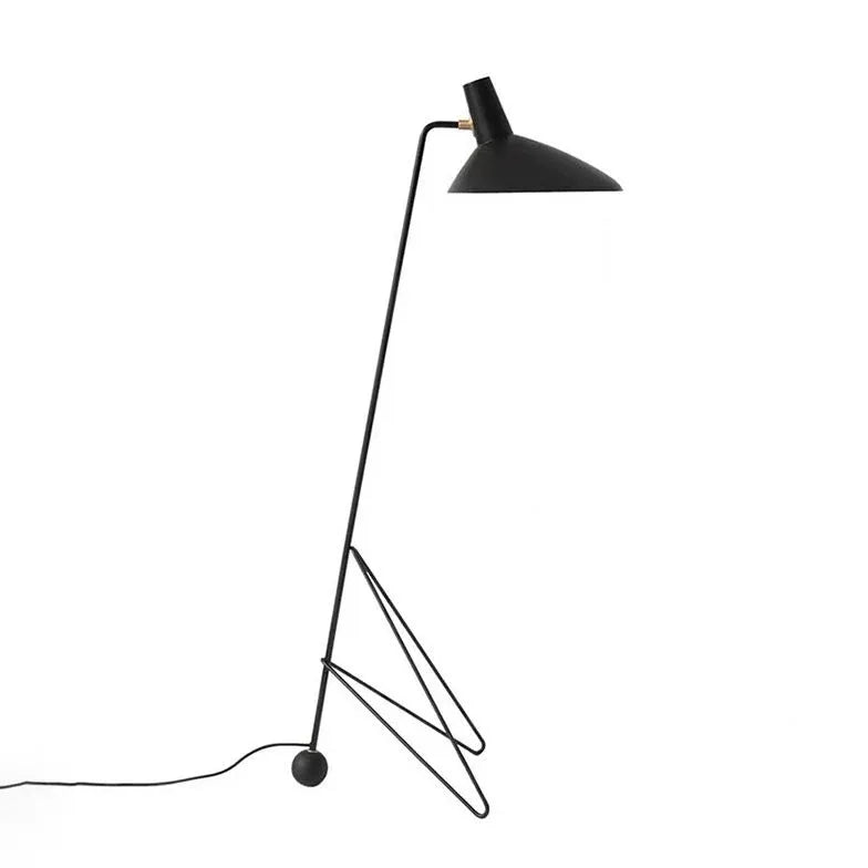 Lampada da pavimento in treppiede minimalista nera