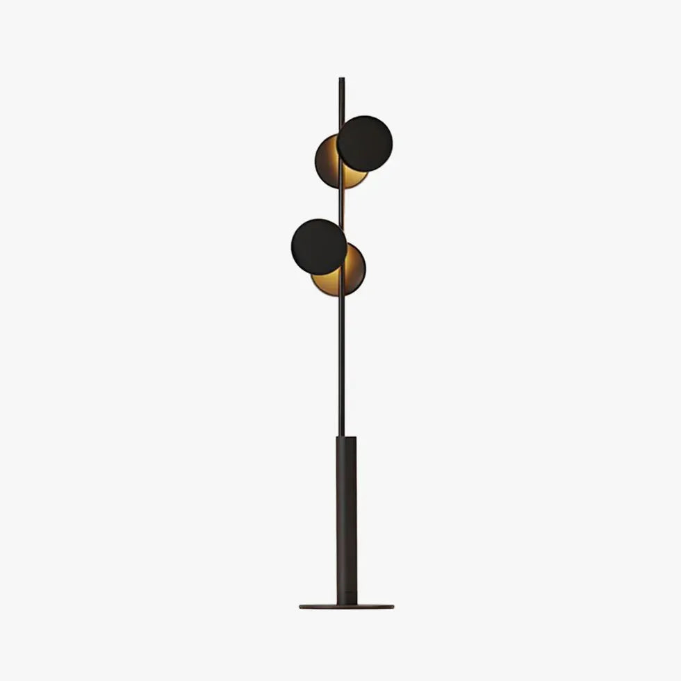 Two-Light Black Matte Disc Floor Lamp