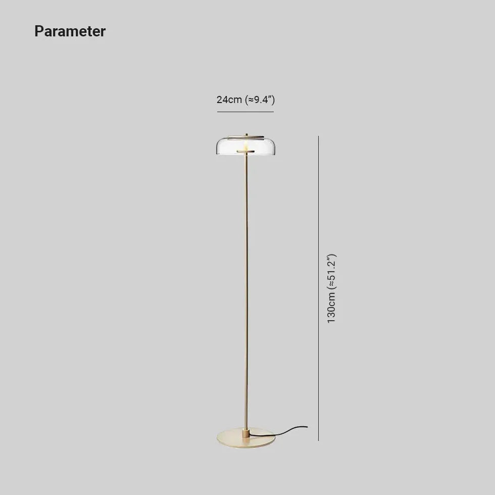 Vetro trasparente moderno lampada da pavimento minimalista