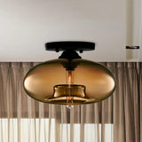 Flat Sphere Glass Modern Ceiling Light