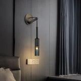 Cylindrical Black Glass Bedroom Wall Lights