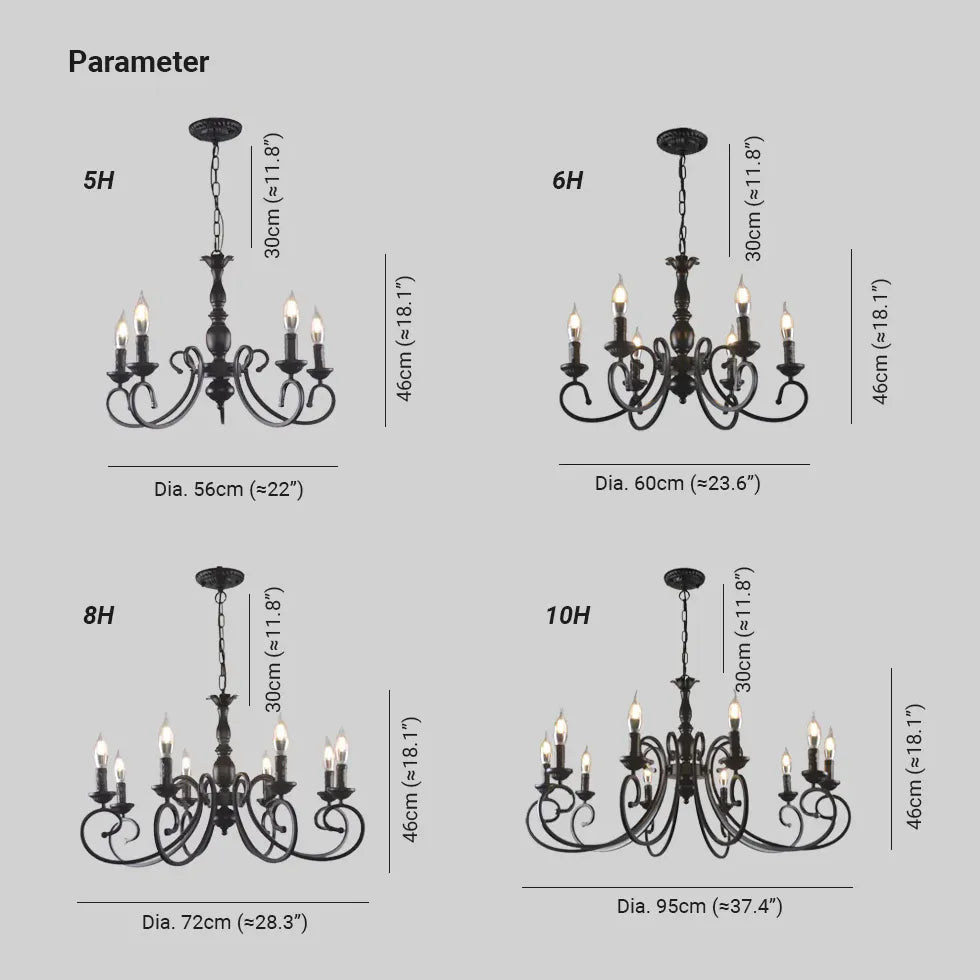 Lampadario a sospensione Vintage Candelabro Nero