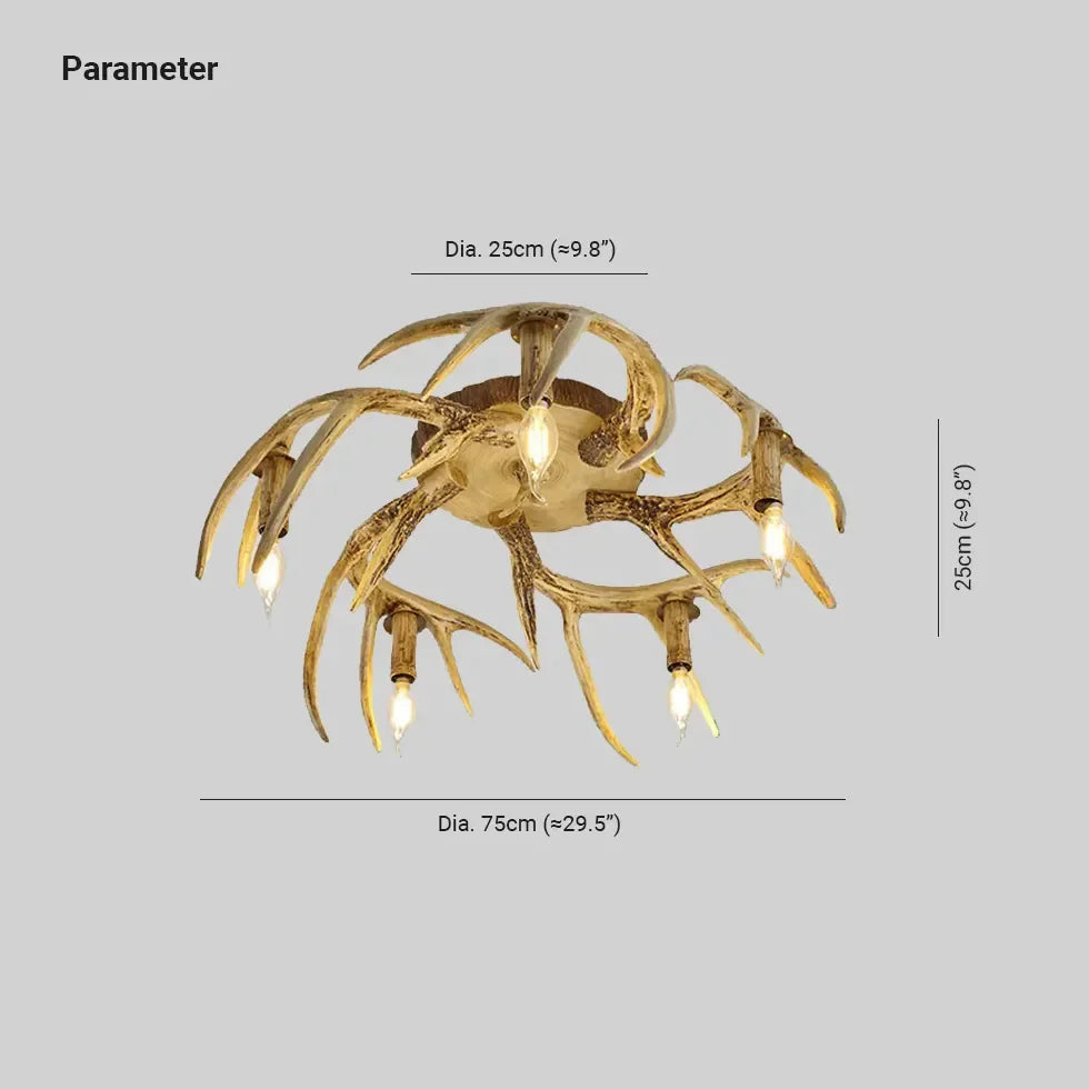 Lampadario Legno Antico a Forma di Corna