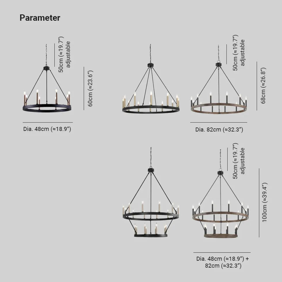 Multi-Head Candle Design Round Industrial Chandelier