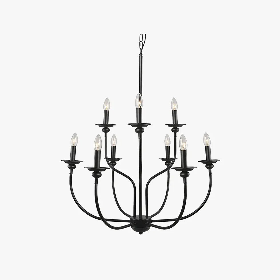 Multi-Head Candle Design Black Chandelier