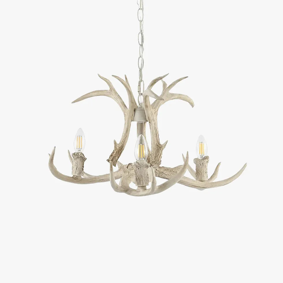 Faux Antler White Candelabra Branch Chandelier