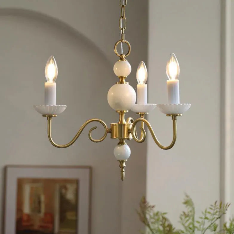 Ceramic Candle Holder Golden Vintage Chandelier