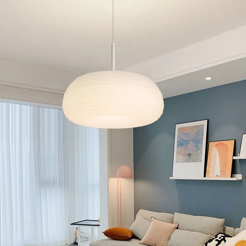 White Round Lampshade Modern Bedroom Pendant Light