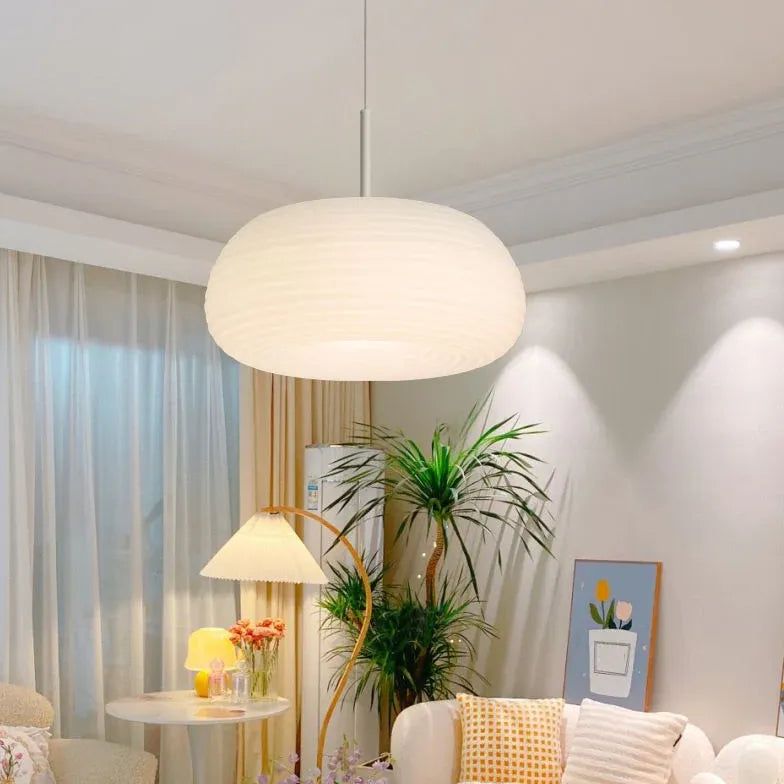 White Round Lampshade Modern Bedroom Pendant Light