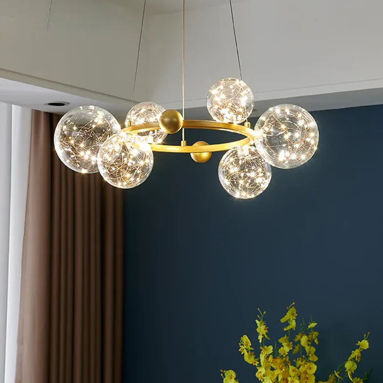 Multi-Head Clear Glass Bubble Pendant Light