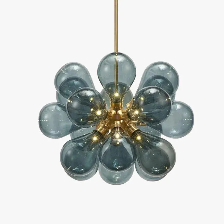 Lampadario Blu Moderno con Petali di Vetro