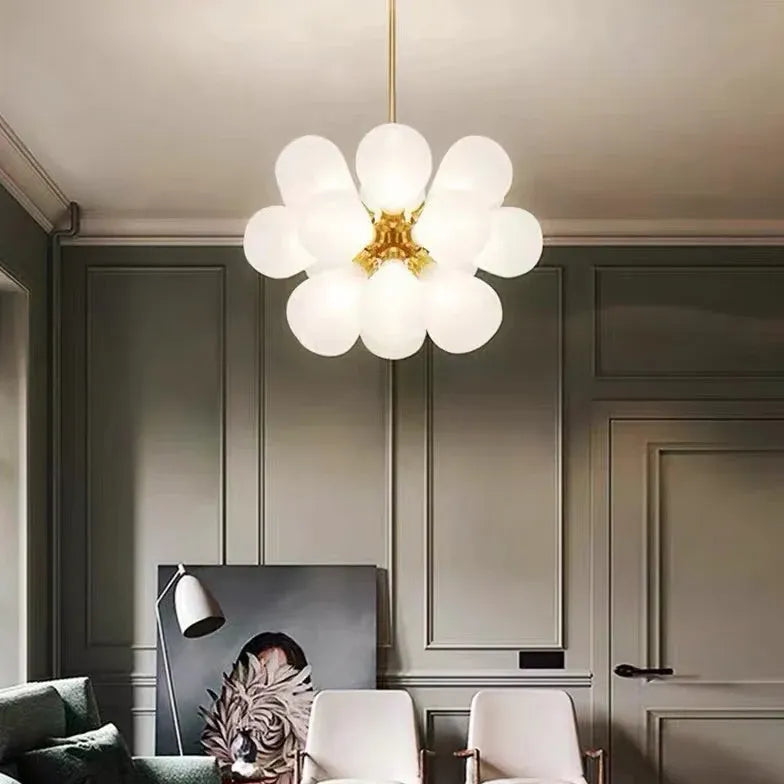 Lampadario Blu Moderno con Petali di Vetro