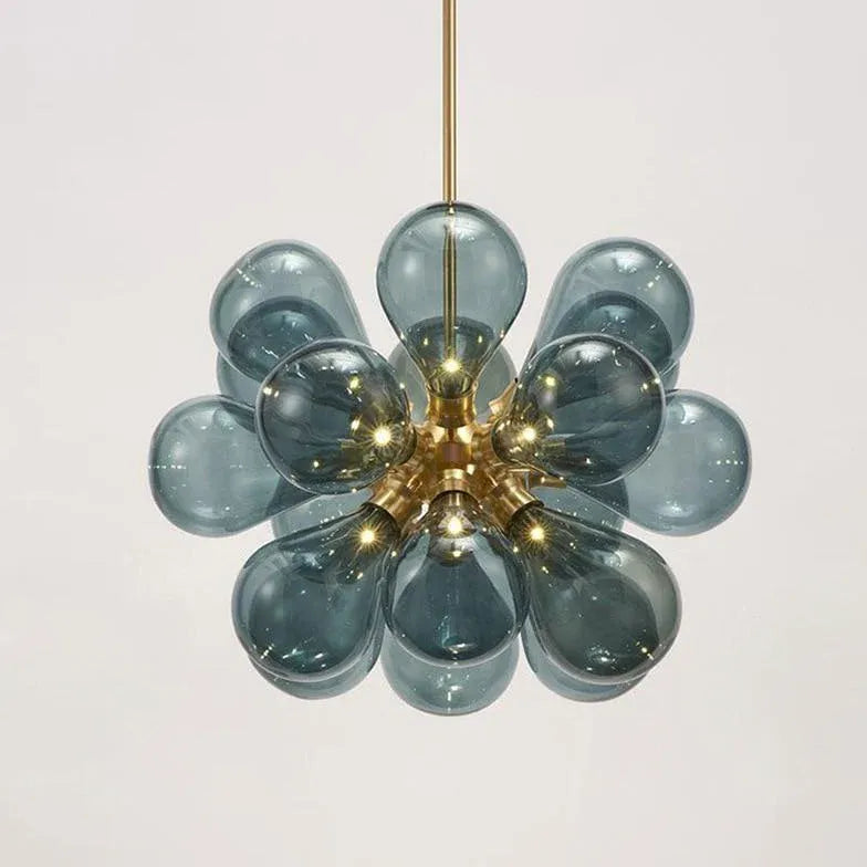 Lampadario Blu Moderno con Petali di Vetro