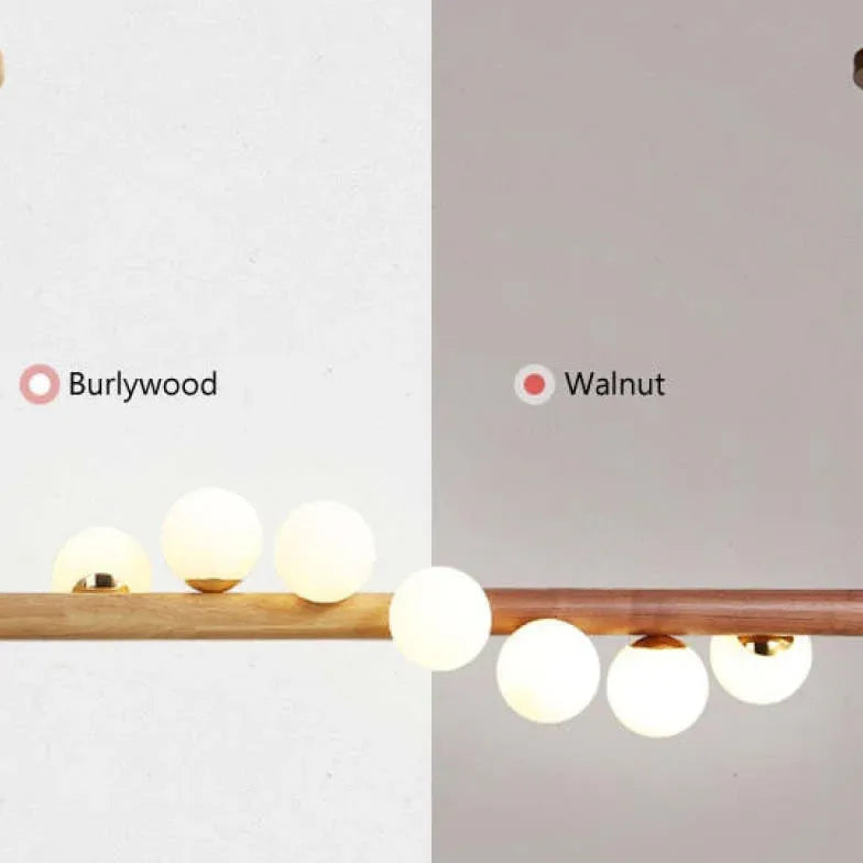 Wooden Glass Ball Industrial Nordic Pendant Light