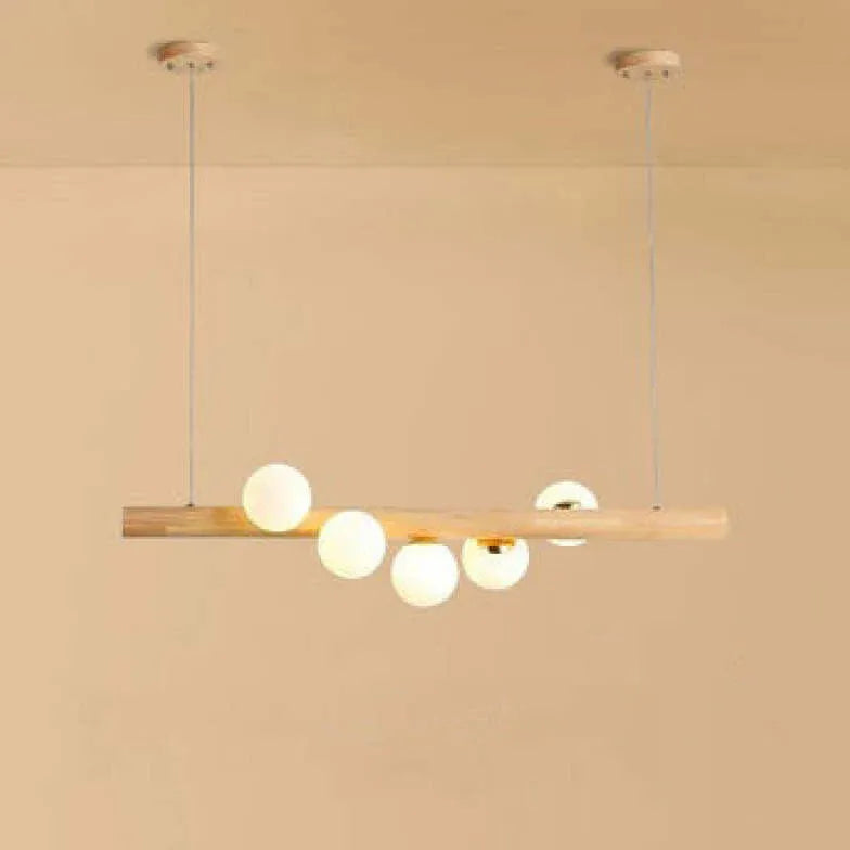 Wooden Glass Ball Industrial Nordic Pendant Light