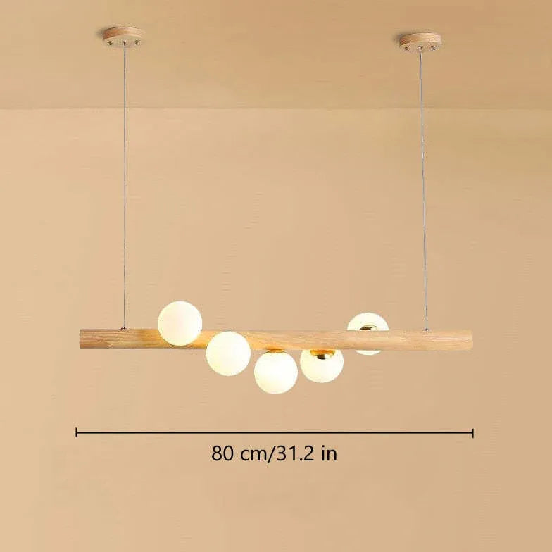 Wooden Glass Ball Industrial Nordic Pendant Light