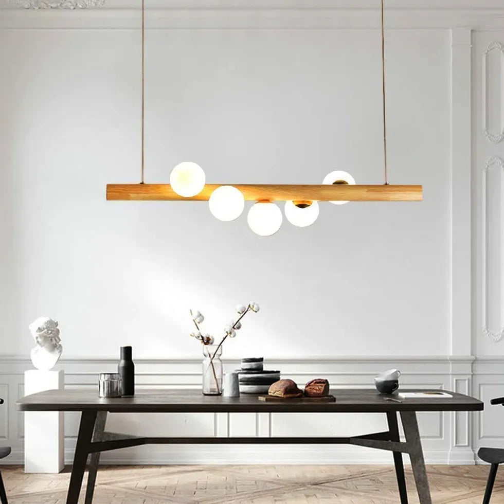 Wooden Glass Ball Industrial Nordic Pendant Light