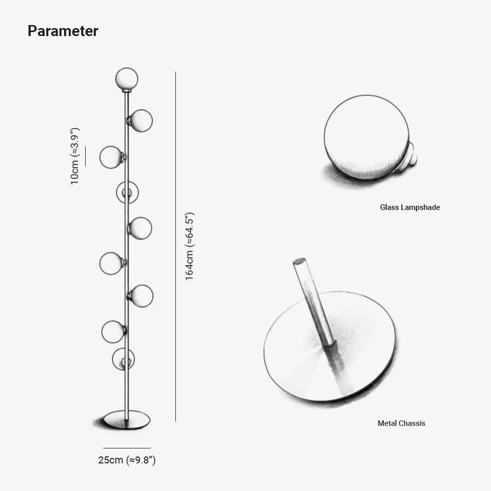 Sfera multi-bianca lampada da pavimento moderna verticale