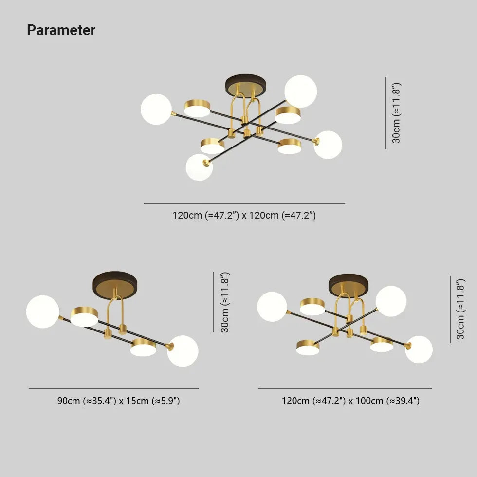 Round Multi-Head White Glass Modern Ceiling Light