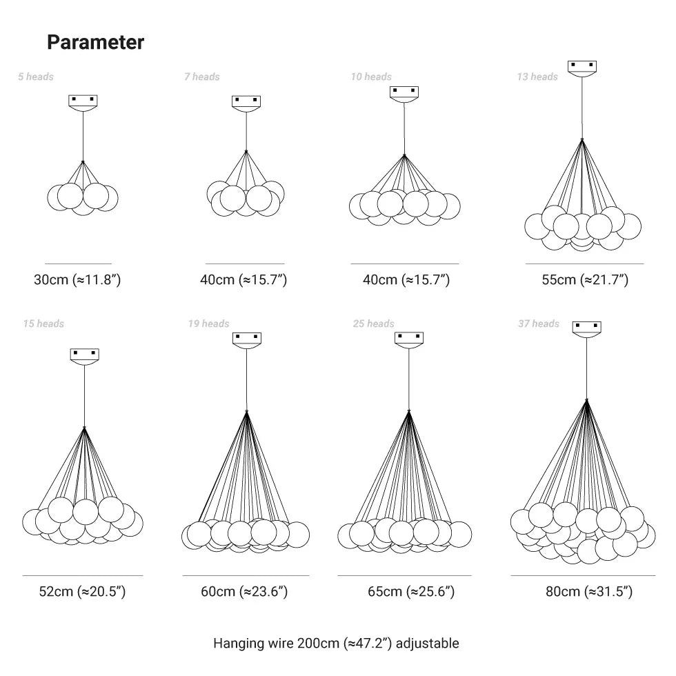 Multiple Clear Glass Bubble Minimalist Pendant Light