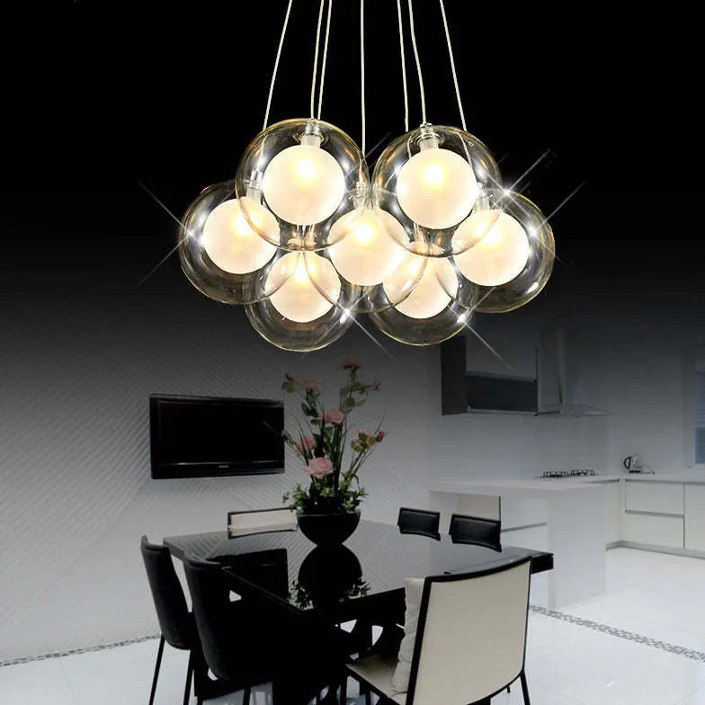 Multiple Clear Glass Bubble Minimalist Pendant Light