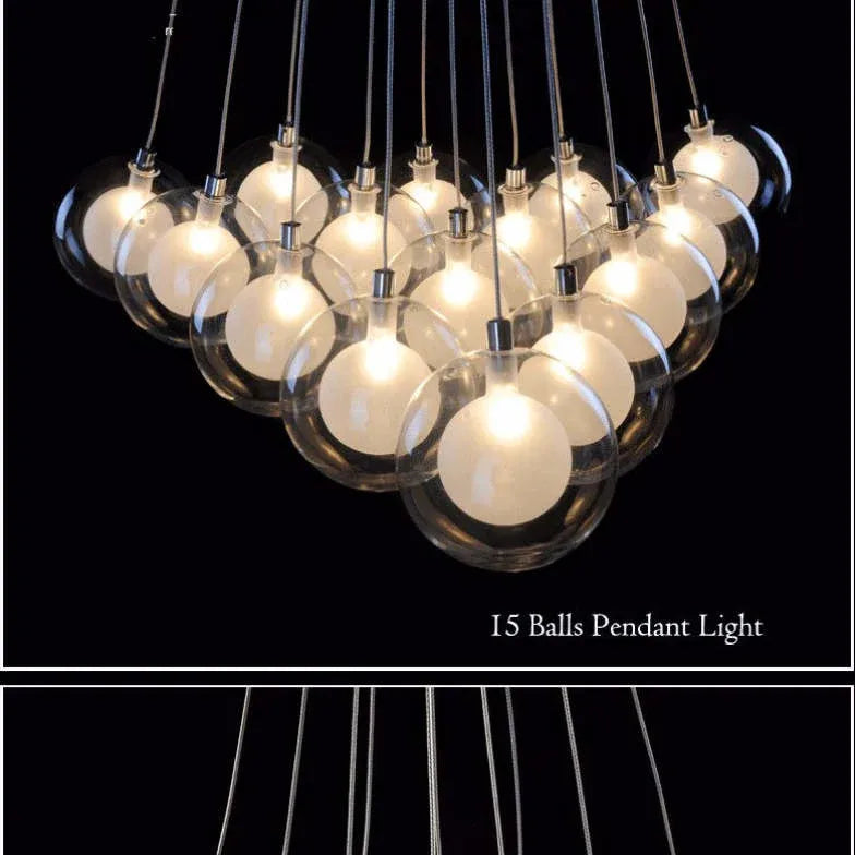 Multiple Clear Glass Bubble Minimalist Pendant Light